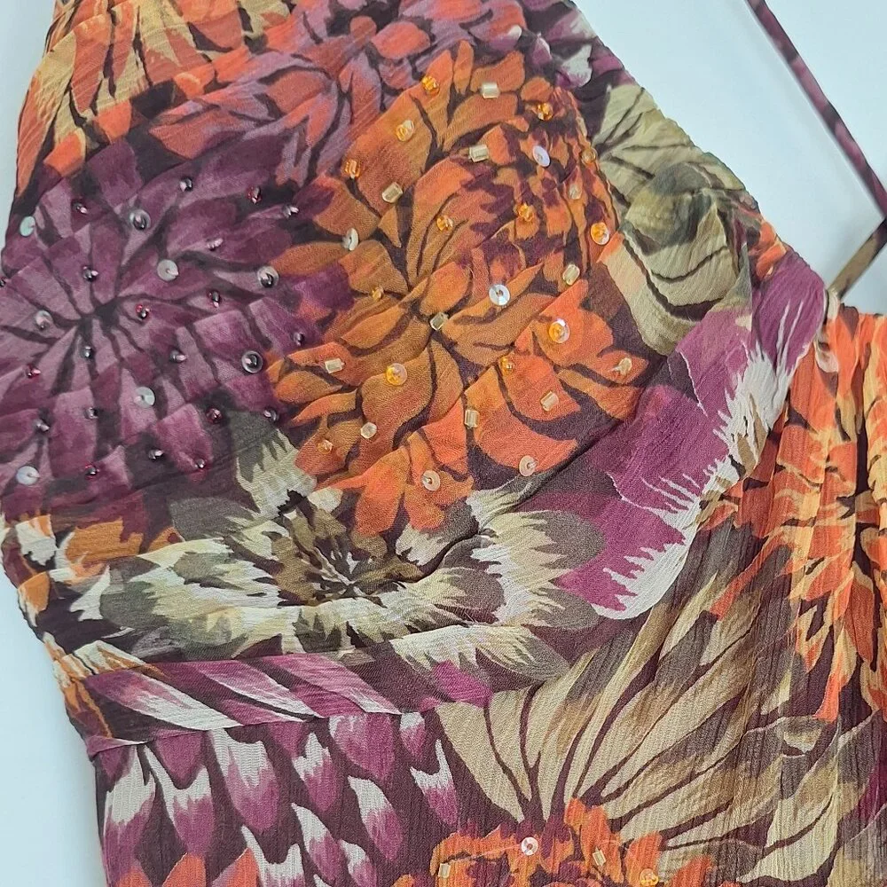 Vintage Laundry Y2K Silk Beaded Floral dress - size Small - Picture 6 of 10